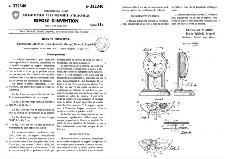 Datei:Exposé d'Invention Nr 322340 Uhrenfabrik Muros Montre Pendulette.jpg