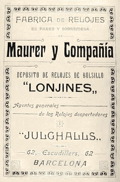 Datei:Anzeige der Firma Maurer Y Compañia um 1910.jpg