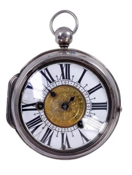 Datei:Nicolas Gribelin, einzeigrige Pariser Louis XIV Oignon Karossenuhr mit Wecker ca. 1700 (01).jpg