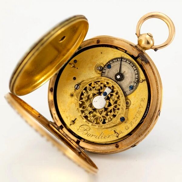 Datei:Bordier à Genève, Genfer Goldemail-Spindeltaschenuhr ca. 1800 (6).jpg