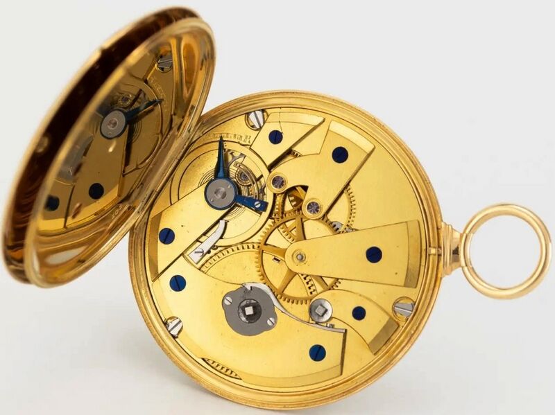 Datei:Sylvain Mairet, extraflache Taschenuhr mit Rubinzylinderhemmung und Regulatorzifferblatt mit Temparaturanzeige in Reaumur, ca. 1840 (4).jpg