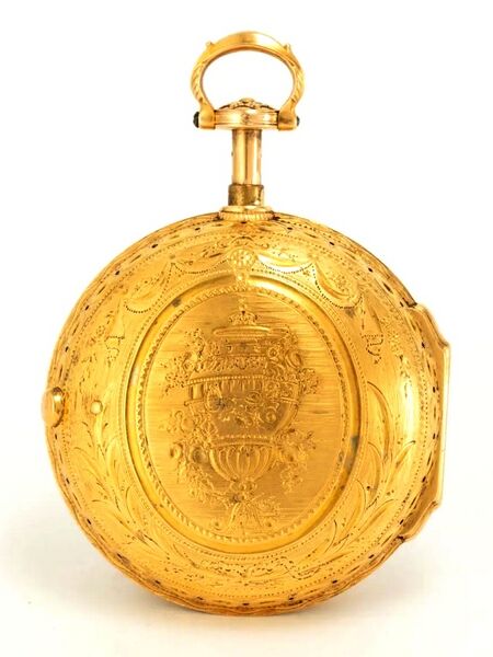 Datei:John Cowell Doppelgehäuse-Spindeltaschenuhr mit Achtelrepetition und früher Zylinderhemmung ca. 1776 (2).jpg